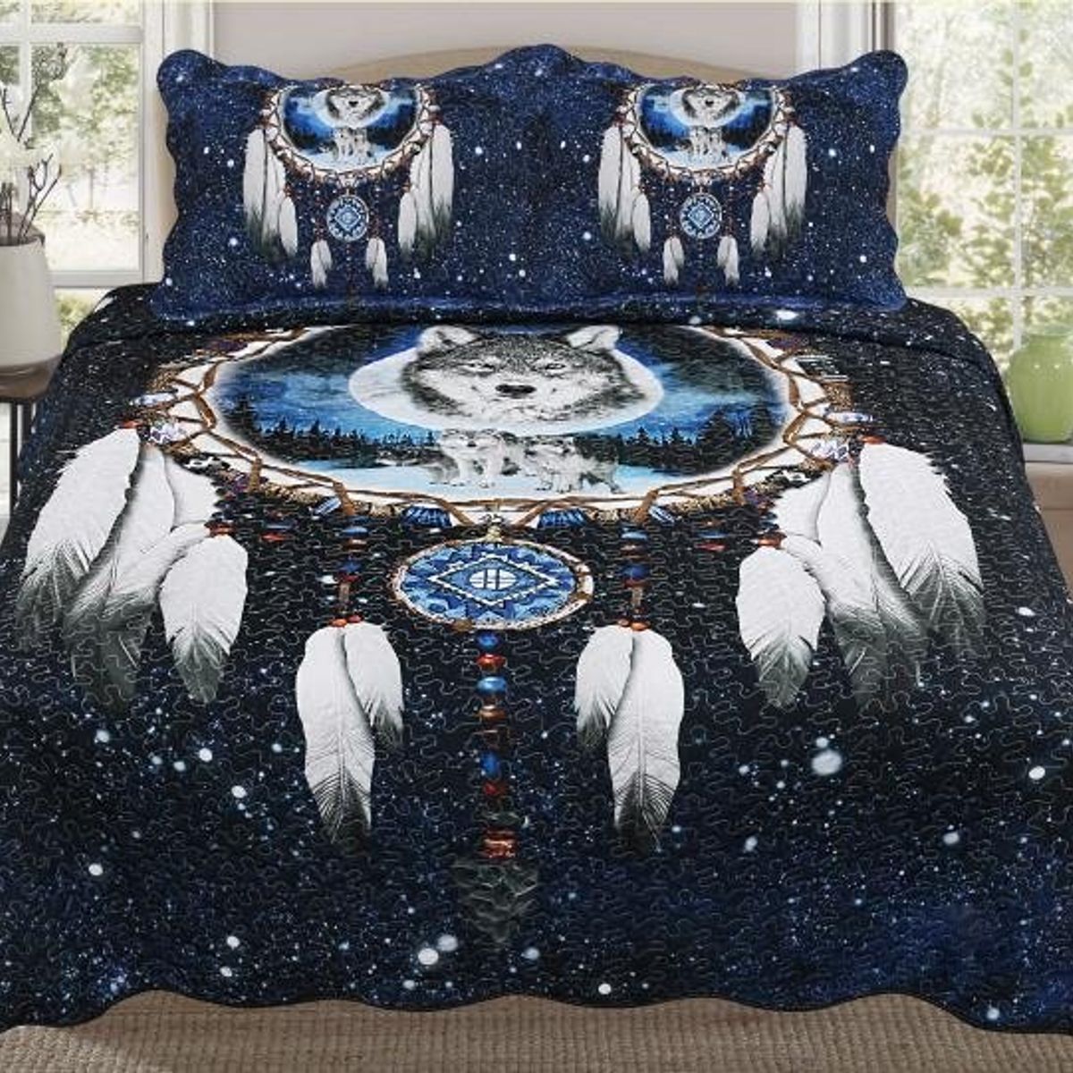 GENERICO - CUBRECAMA QUILT 2 PLAZAS 230X250 CON DISEÑO ATRAPA SUEÑO TF