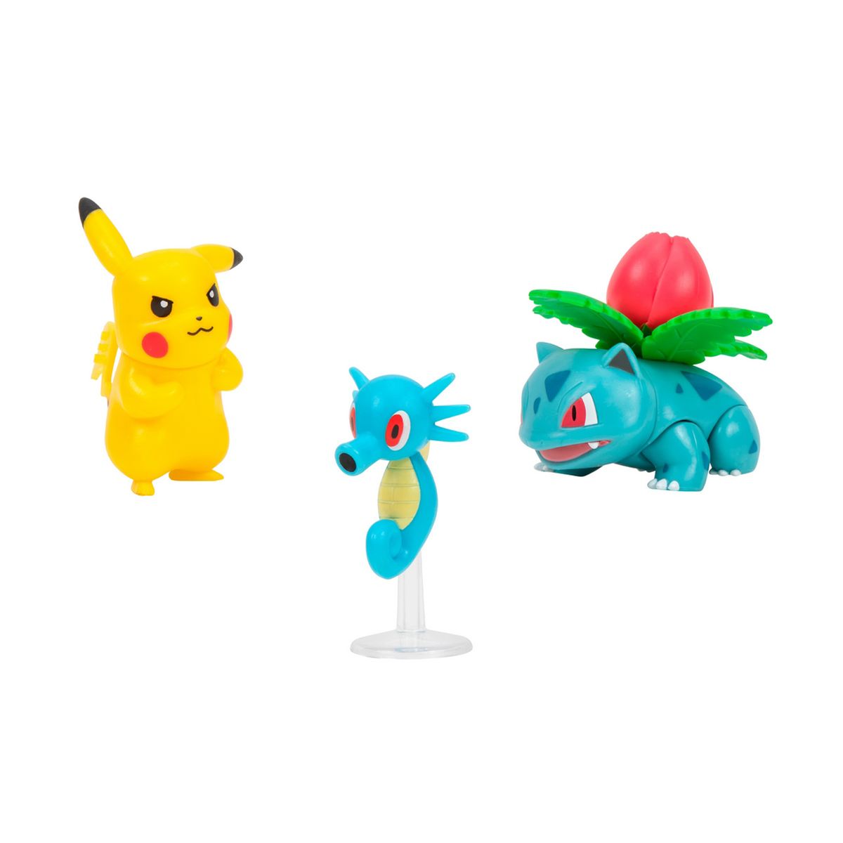 JAZWARES - Figuras Pokemon Horsea + Ivysaur + Pikachu