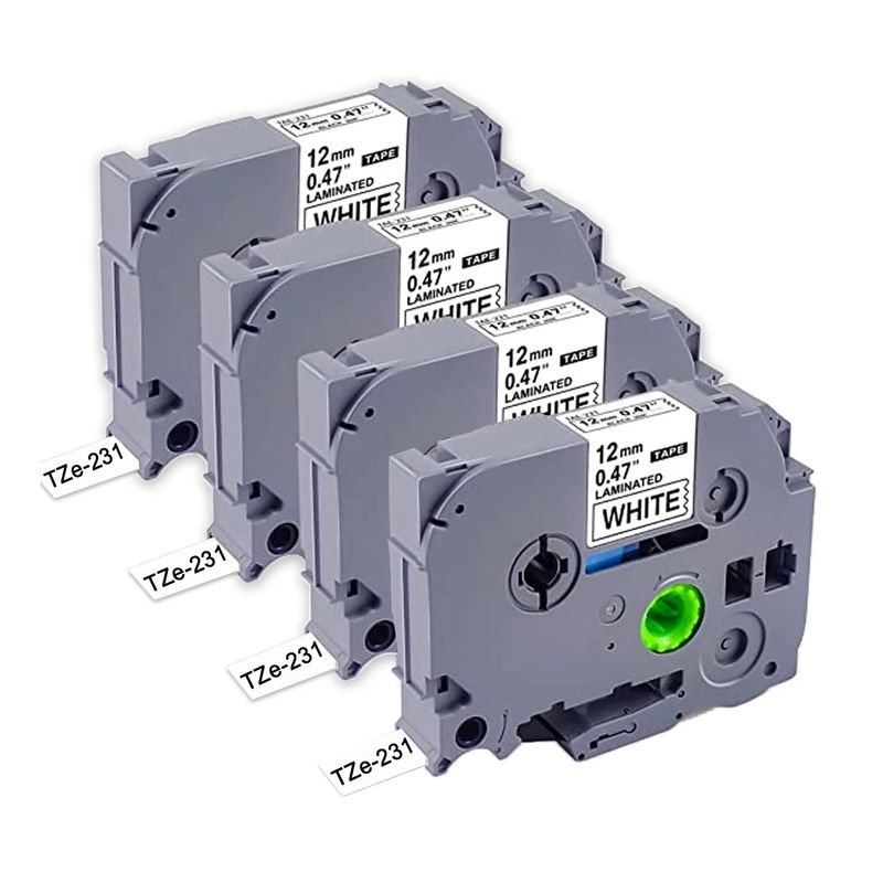 GENERICO - 4pcs Cinta Rotuladora Brother Tze-231 Alternativa 12mm