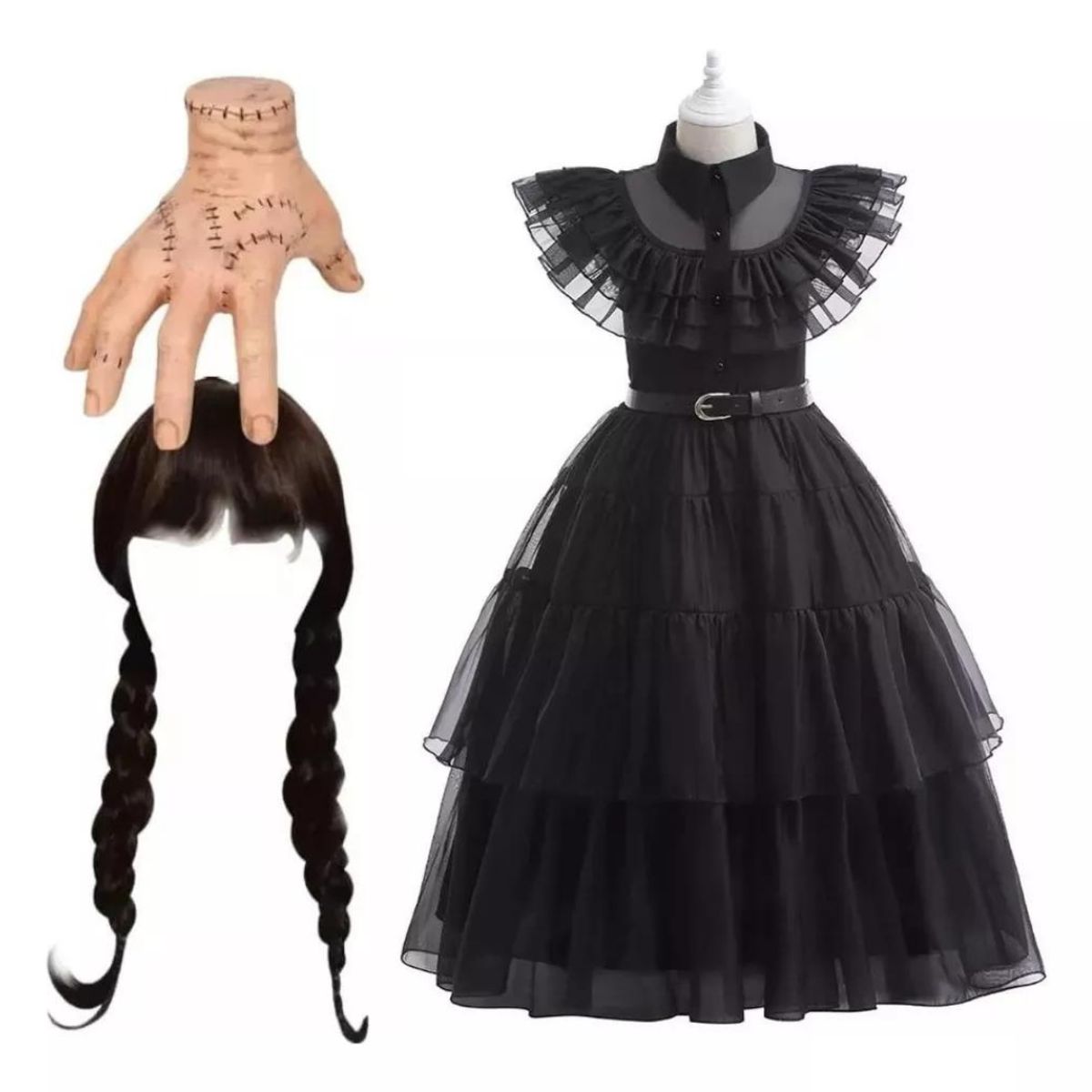 GENERICO - Disfraz Merlina Adams Niñas 10 - 12 años Halloween