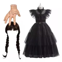 GENERICO - Disfraz Merlina Adams Niñas 10 - 12 años Halloween