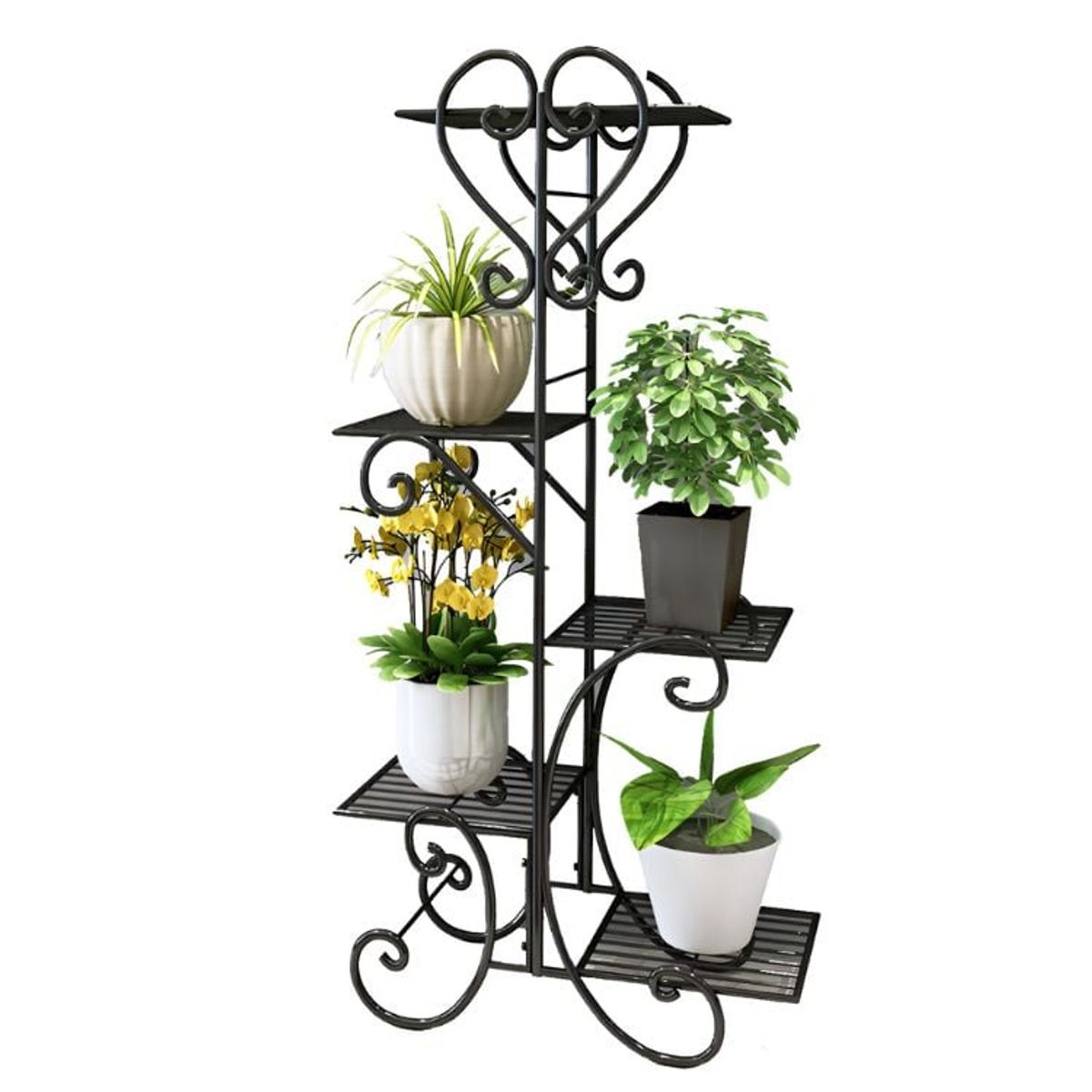 CRUSEC - Soporte De 5 Niveles Para Macetas Plantas Decorativo Negro