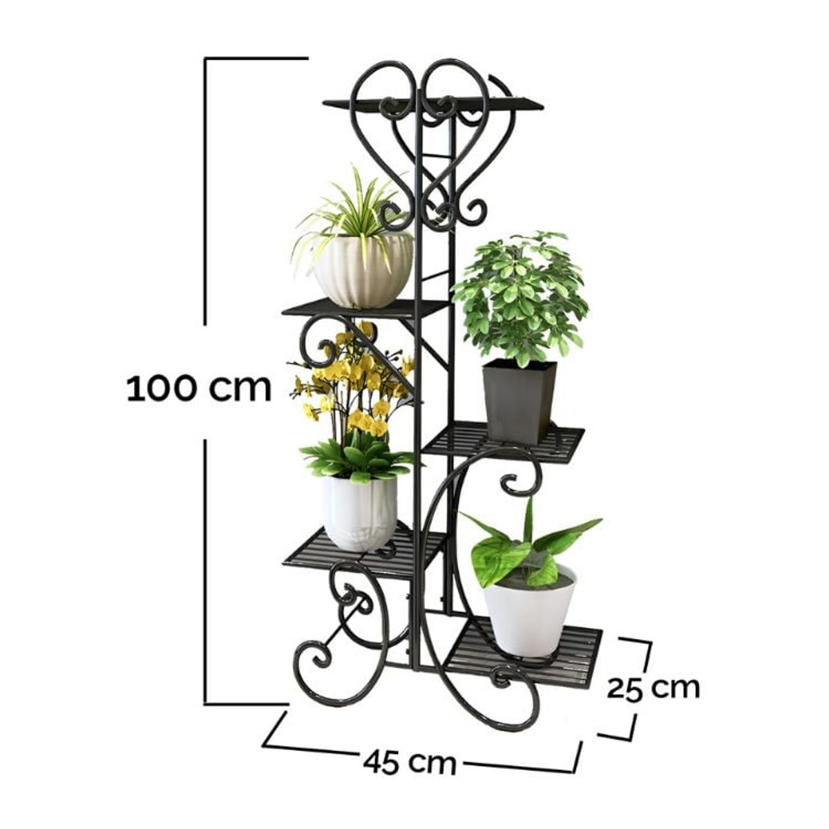 CRUSEC - Soporte De 5 Niveles Para Macetas Plantas Decorativo Negro
