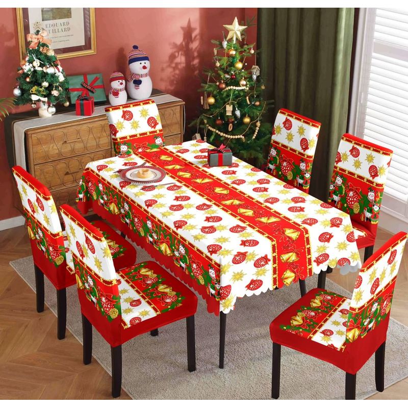 GENERICO - Mantel de mesa +  6  fundas para silla navidad
