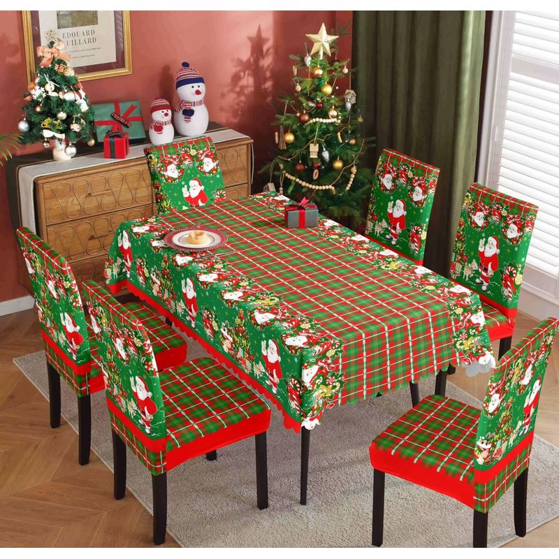GENERICO - Mantel de mesa +  6  fundas para silla navidad