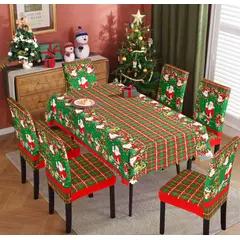 GENERICO - Mantel de mesa + 6 fundas para silla navidad
