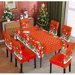 GENERICO - Mantel de mesa + 6 fundas para silla navidad