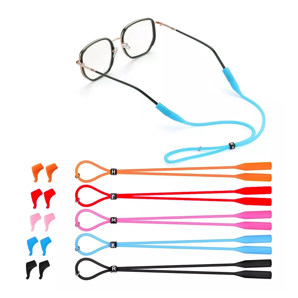 ATURE - 5 Straps Lentes Silicona Ajustable +Ganchos Anticaída Sujeta