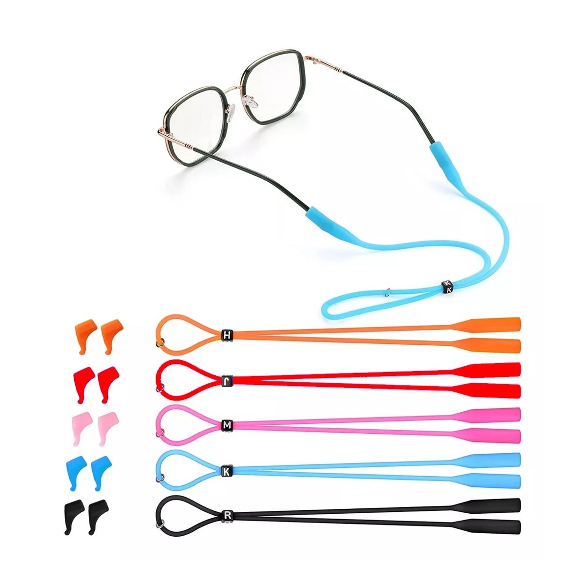 ATURE - 5 Straps Lentes Silicona Ajustable +Ganchos Anticaída Sujeta