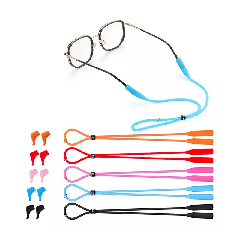 GENERICO - 5 Straps Lentes Silicona Ajustable +Ganchos Anticaída Sujeta