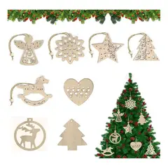 ATURE - Adornos De Navidad - Set 8 Colgantes De Madera Navideños
