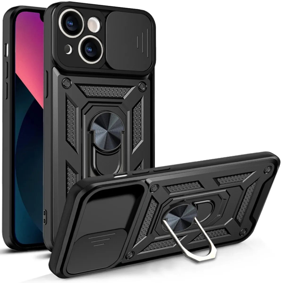 GENERICO - Carcasa Reforzada Con Cubre Cámara Para iPhone 13