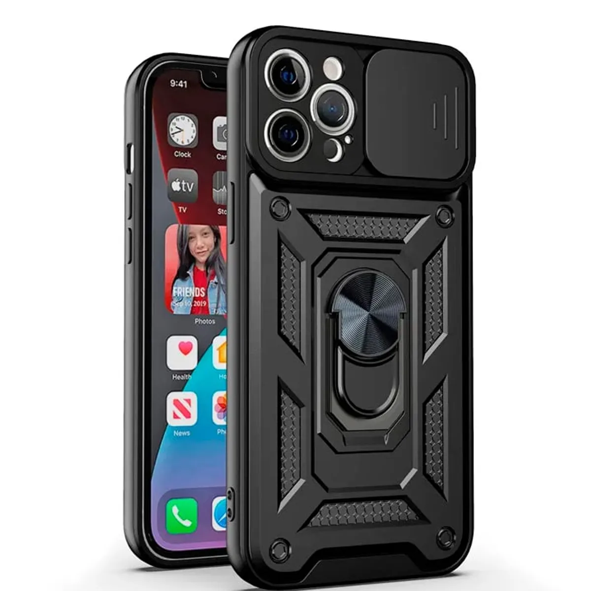GENERICO - Carcasa Reforzada Con Cubre Cámara Para iPhone 14 Pro