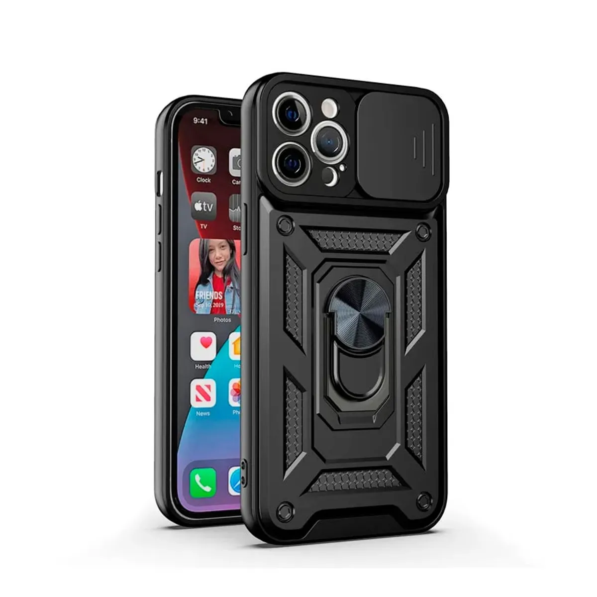GENERICO - Carcasa Reforzada Con Cubre Cámara Para iPhone 14 Pro
