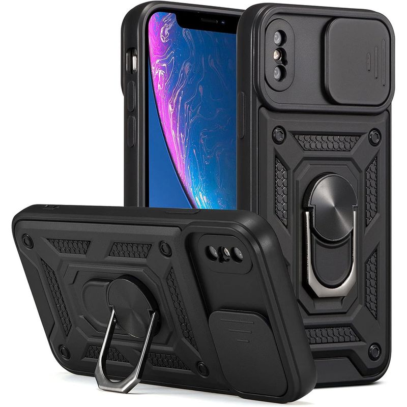 GENERICO - Carcasa Reforzada Con Cubre Cámara Para iPhone XS Max