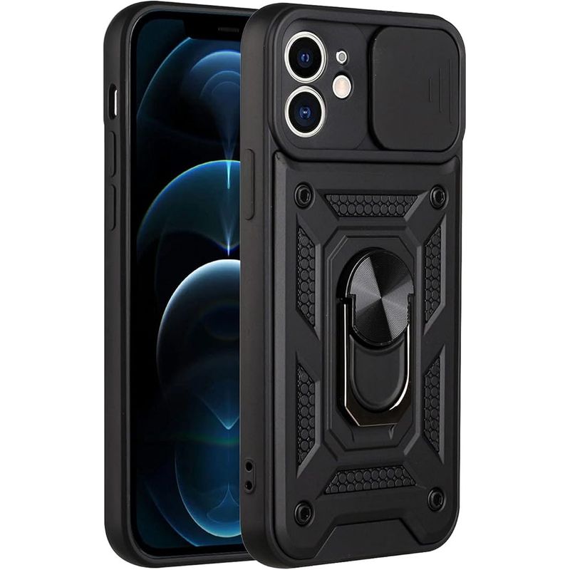 GENERICO - Carcasa Reforzada Con Cubre Cámara Para iPhone 12