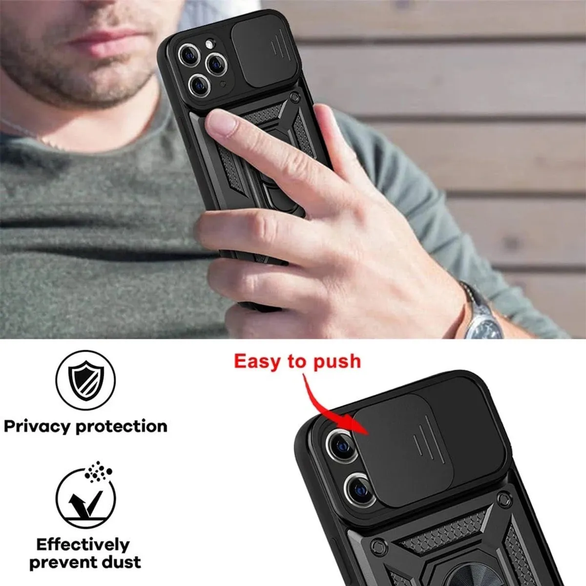 GENERICO - Carcasa Reforzada Con Cubre Cámara Para iPhone 14 Pro Max
