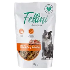 ANASAC - Fellini Alimento Gato Sabor Mix Atun y Salmon Pouch 85Gr