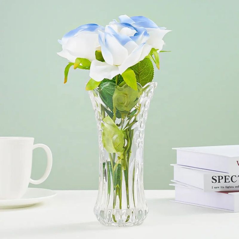 GENERICO - Florero de Vidrio Elegante con Relieve - 18,5 cm