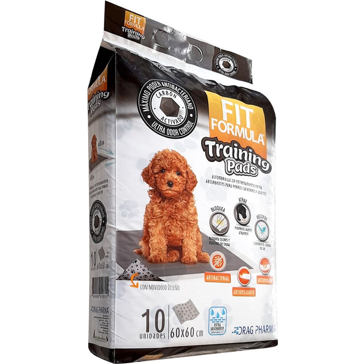 FIT FORMULA - Sabanillas Fit Formula Carbón Activado 60 x 60cm 10 un