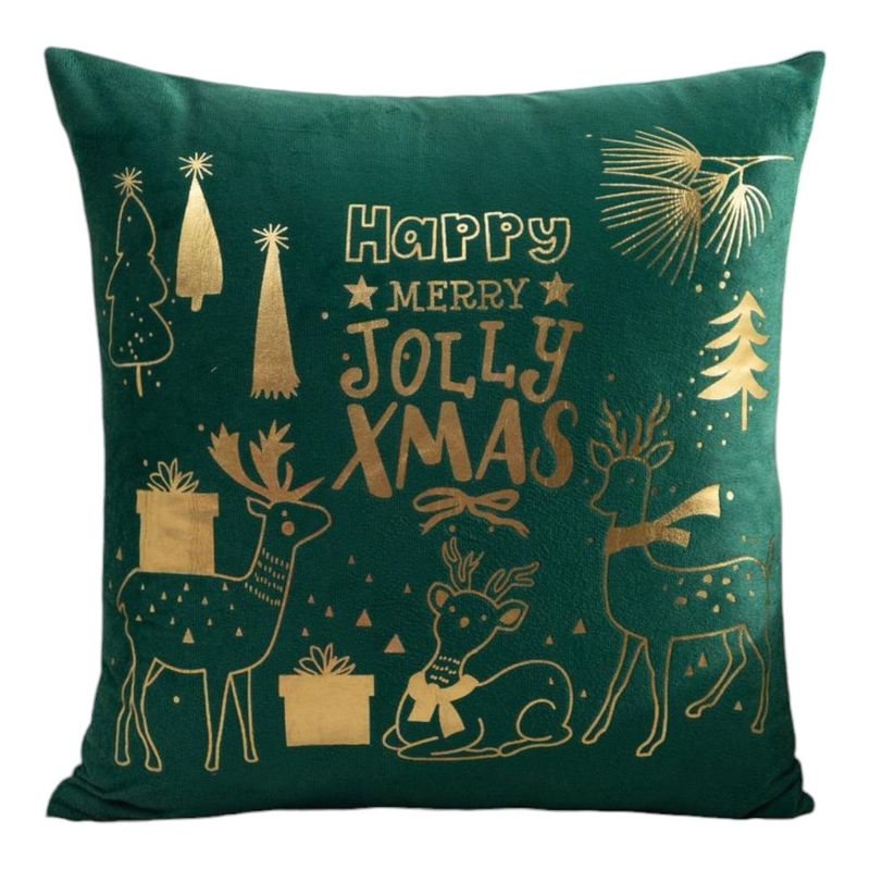 GENERICO - Funda Para Cojín Navidad 45x45 Jolly Verde D. 1 Und