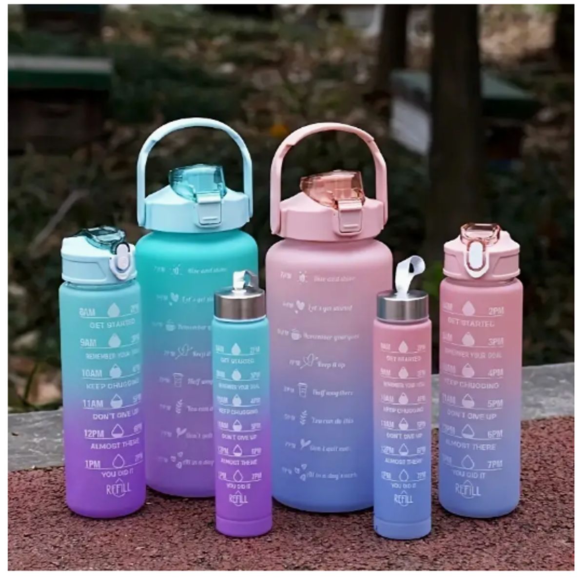 GENERICO - Pack 3 Botellas De Agua Deportiva, Botella Motivacional.