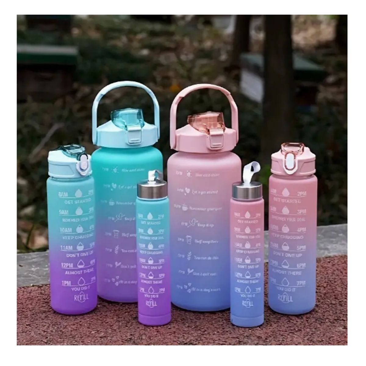GENERICO - Pack 3 Botellas De Agua Deportiva, Botella Motivacional.