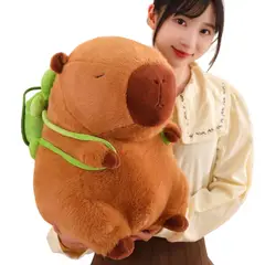 CRUSEC - Peluche De Capibara Kawaii Carpincho Mochila Tortuga 50Cm