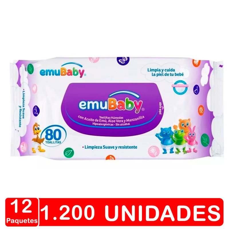 EMUBABY - Caja - Toallitas Húmedas Emubaby Superior - 12 Paq - 100 Uds