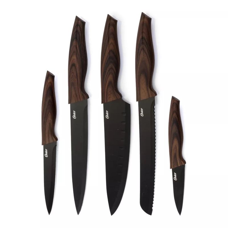 OSTER - Set Cuchillería Oster 5 Pcs con Mango Estilo Madera Godfrey