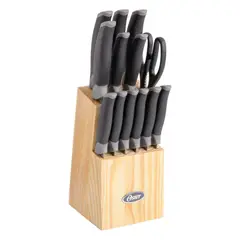 OSTER - Set Cuchillos 14 Pcs con Taco de Madera Café Lindbergh