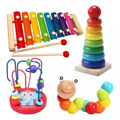 GENERICO - Juguetes De Madera Didactico Bebe Estimulación Set 4