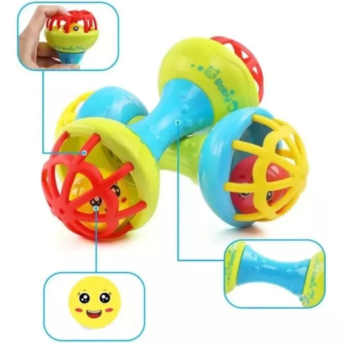 GENERICO - Set 5 Pzs Pelota - Sonajero - Mordedor Sensorial Bebé