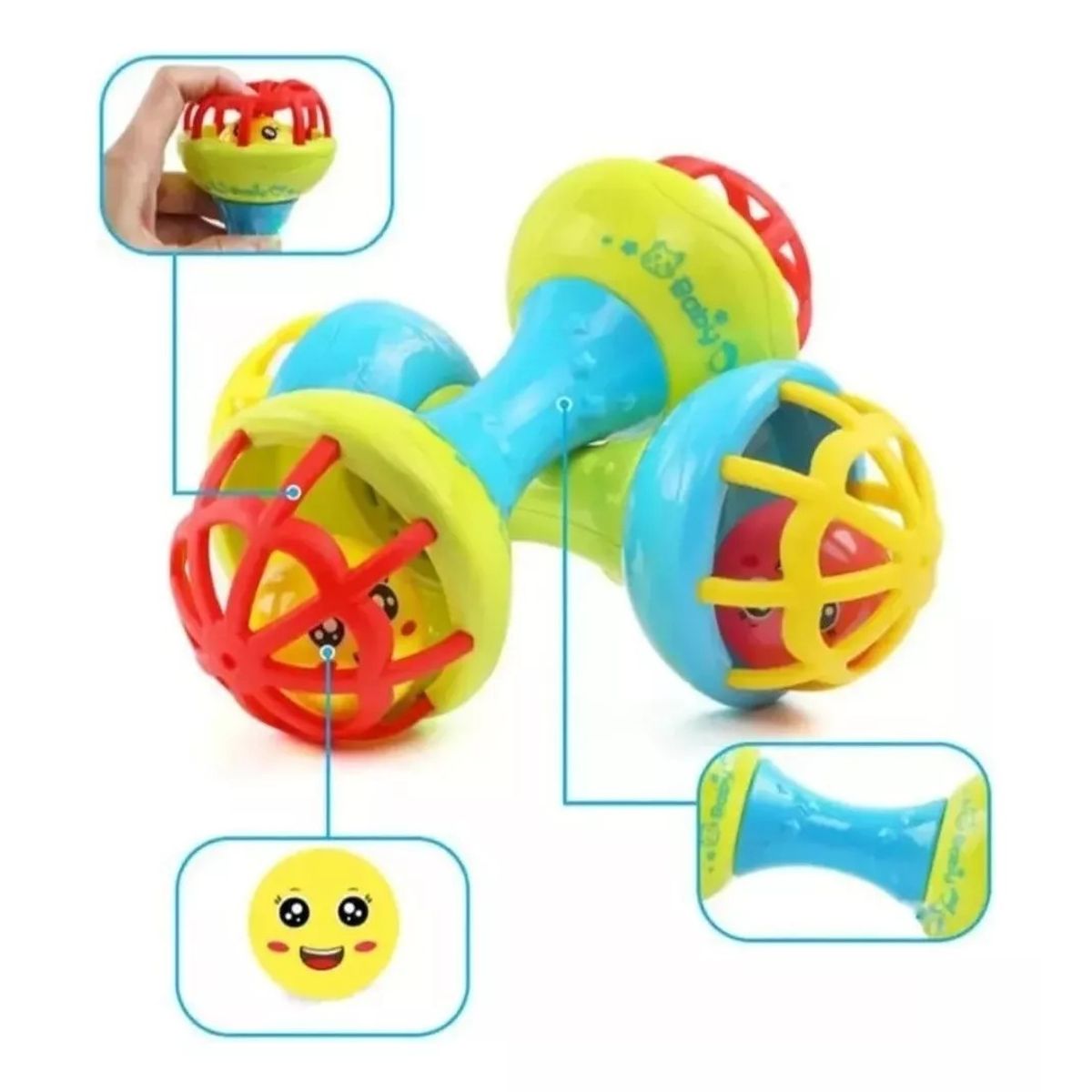 GENERICO - Set 5 Pzs Pelota - Sonajero - Mordedor Sensorial Bebé