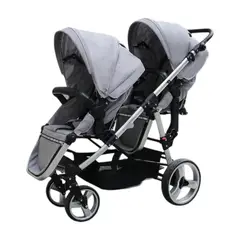 LUBABYCAS - Coche Doble Duo Reclinable 6 Modos En 1 Gris