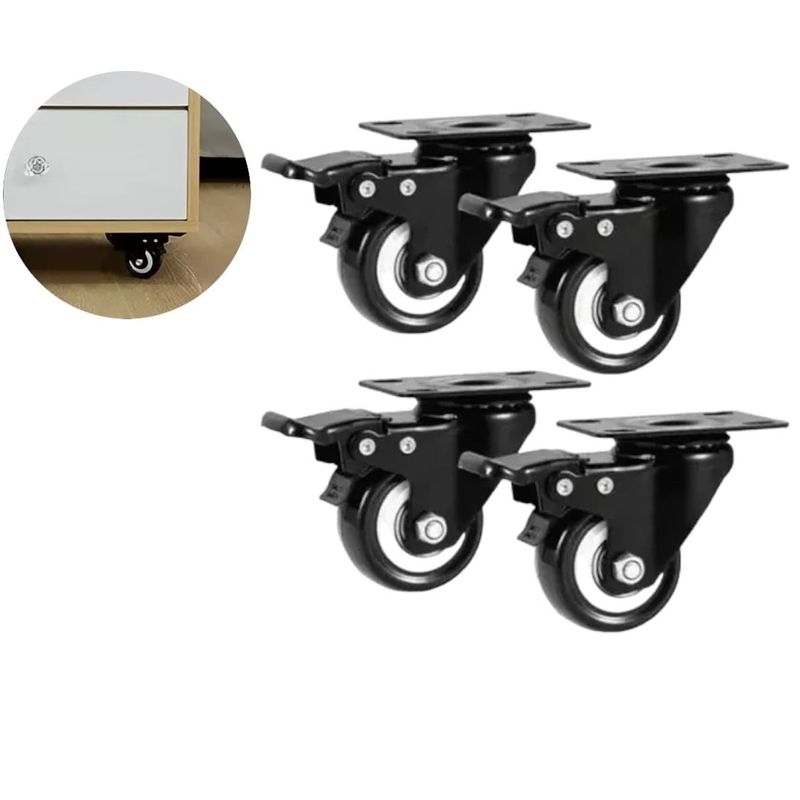 GENERICO - Pack X4 Ruedas Giratorias Para Muebles Carros Con Frenos