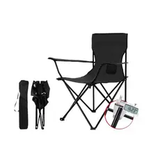 GENERICO - Silla Plegable Playa Camping Porta Vaso + Bolsa Black