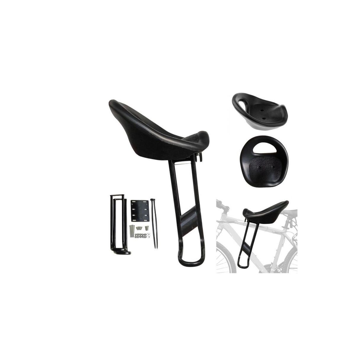 GENERICO - Asiento Delantero Silla De Bebe Bicicleta Negro Intenso