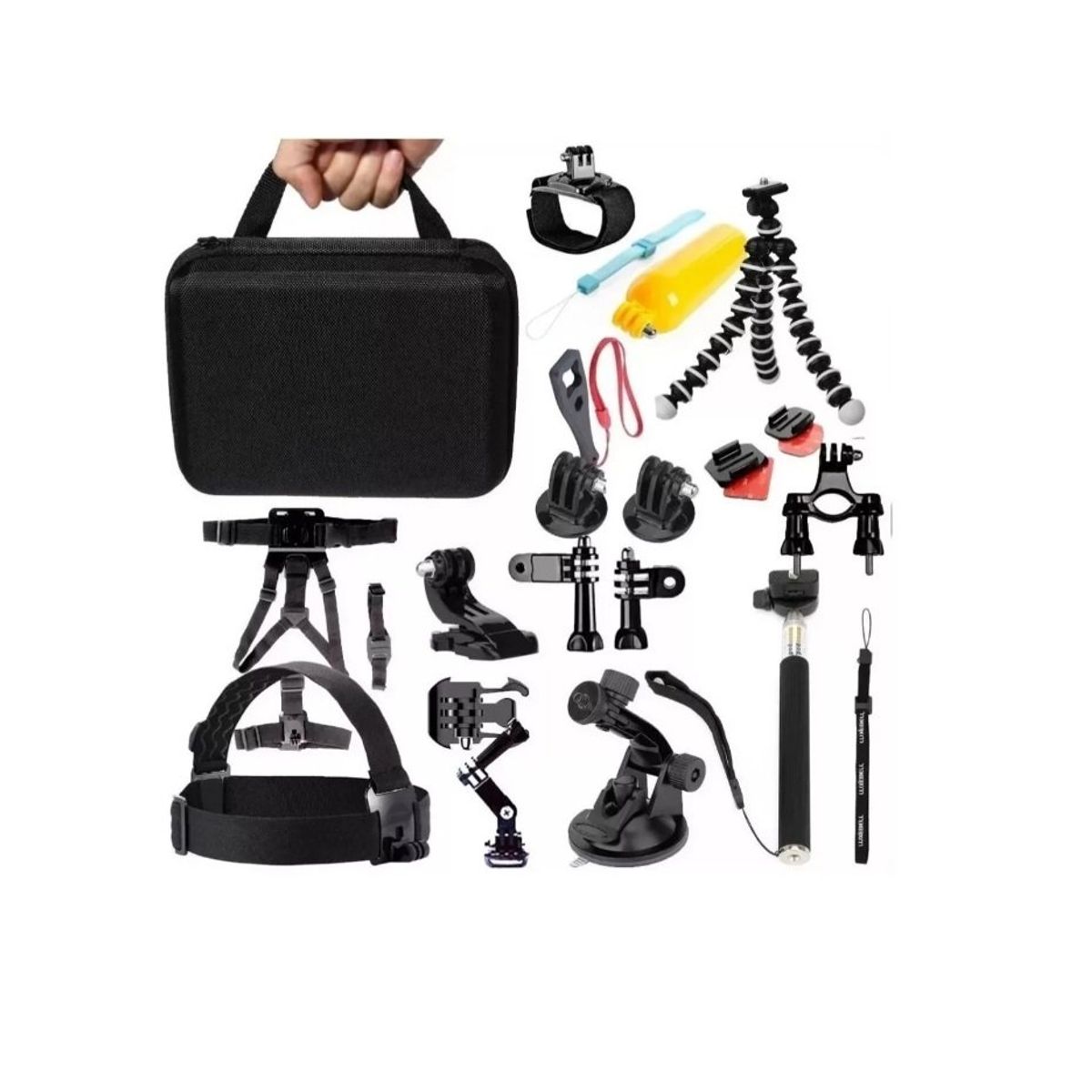 GENERICO - Kit Maleta Gopro + 28 Accesorios Cámara Deportes Negro