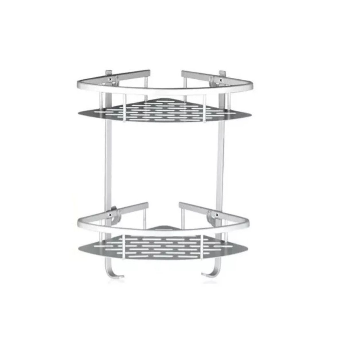 GENERICO - Repisa Mural Esquinero Baño Ducha Aluminio Inox 2 Niveles Grey