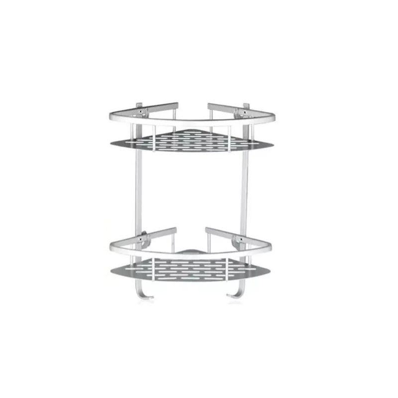 GENERICO - Repisa Mural Esquinero Baño Ducha Aluminio Inox 2 Niveles Grey