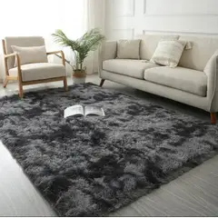 GENERICO - Alfombra Peluda 150X200 NEGRO JASPEADO