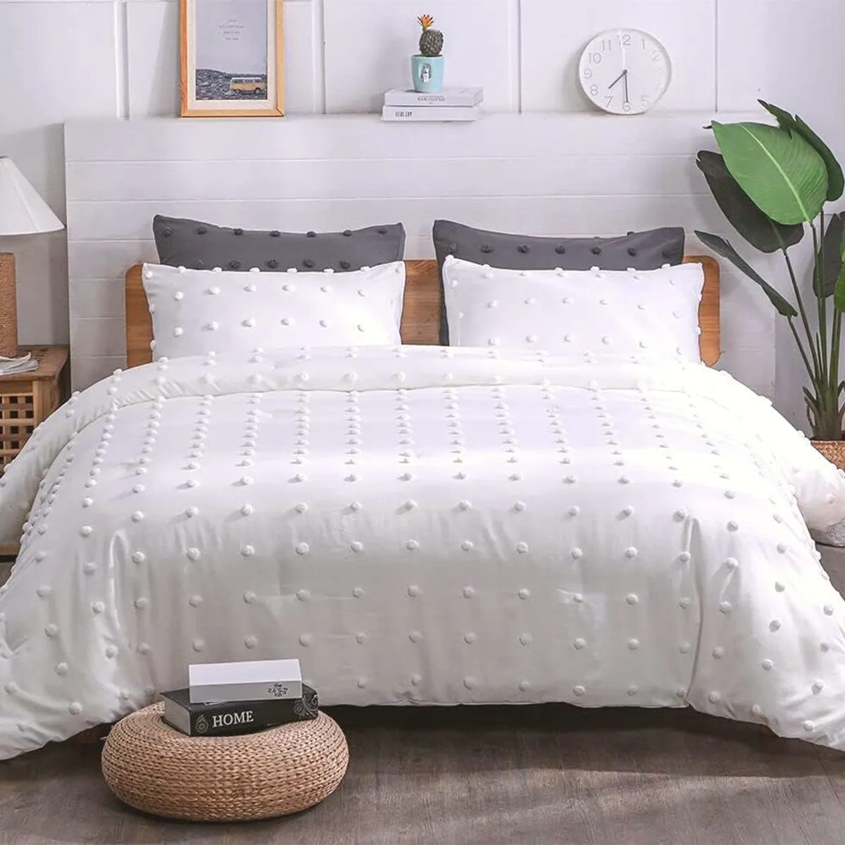 GENERICO - CUBRECAMA QUILT 2 PLAZAS 230X250 BLANCO BOLITAS TF