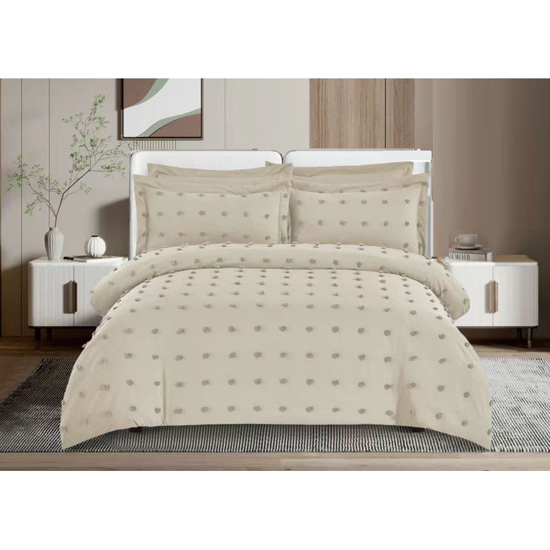 GENERICO - CUBRECAMA QUILT KING 250X270  DELGADO BEIGE BOLITAS TF
