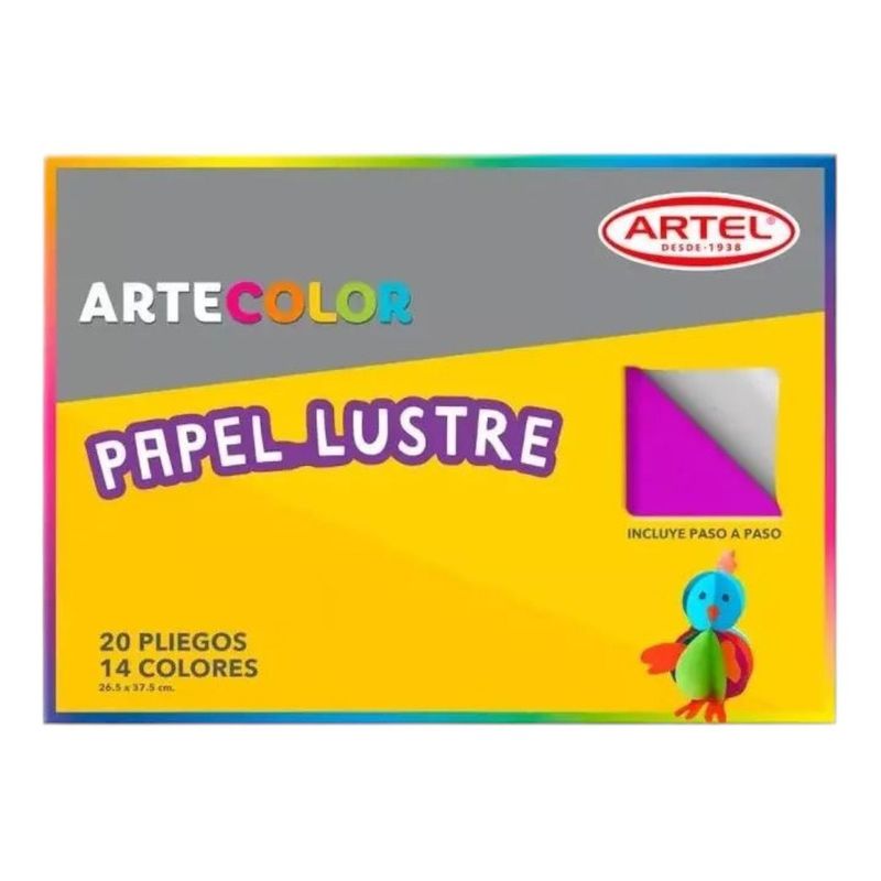 ARTEL - Papel Lustre Artecolor 12 Colores 20 Hojas