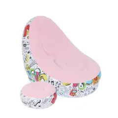 GENERICO - Sofá Tumbona Silla Sillón Inflable + Reposa Pies Puff Rosa