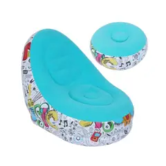GENERICO - Sofá Tumbona Silla Sillón Inflable + Reposa Pies Puff Azul