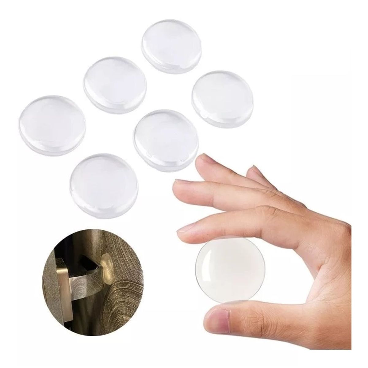ATURE - Pack 6 Topes Puertas Protectores De Pared Silicona Adhesivo