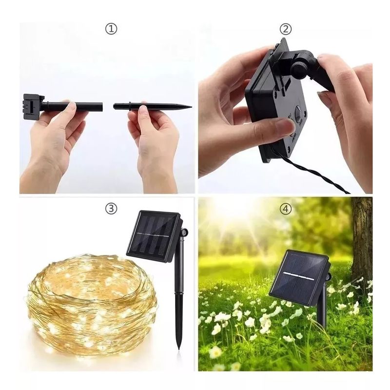 GENERICO - Guirnalda 100 Luces LED Solares Multicolor Hadas 10 Metros