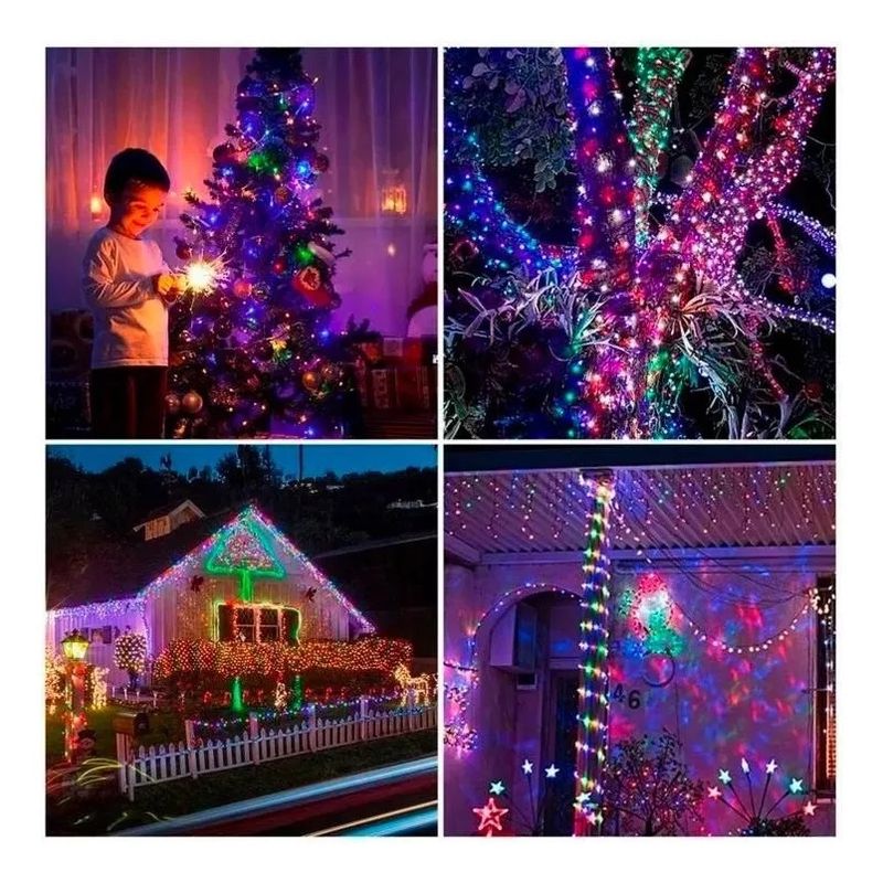 GENERICO - Luces 10 metros Hadas 100Led Multicolor Navidad Solar